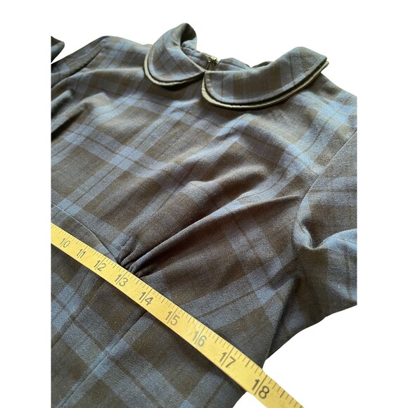 Hell Bunny Vixen Doralee Pencil Dress Peter Pan Collar Navy Black Plaid Retro XL - Picture 12 of 16